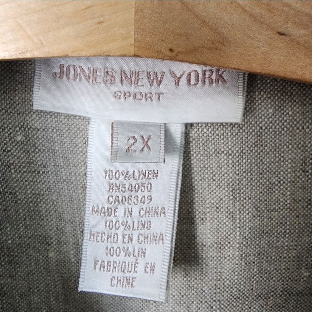 Jones New York Beige Linen-Blend Button-Up Jacket - Picture 2 of 12